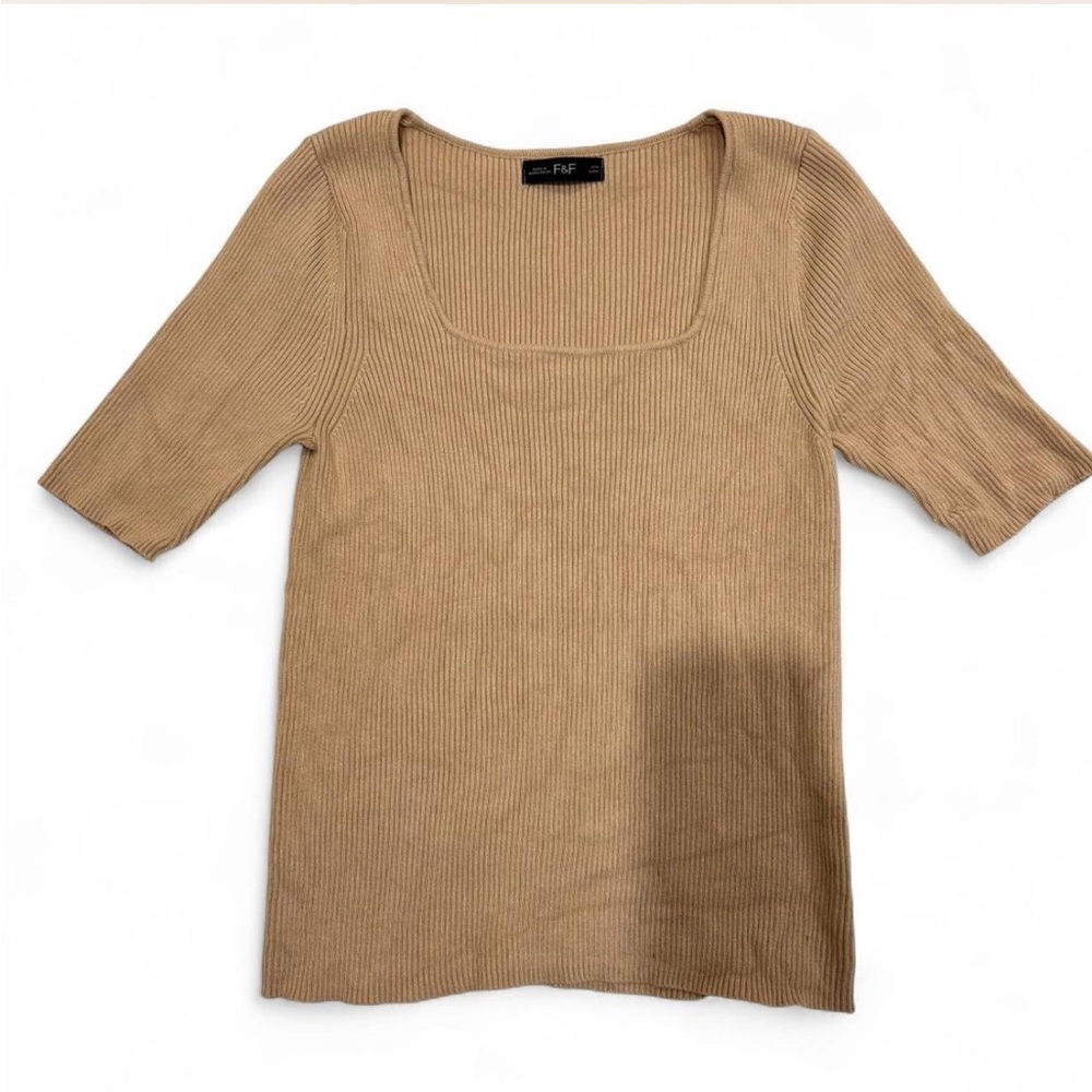 Tan Ribbed Women's Top